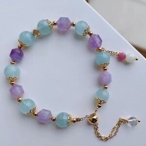 - Lavender Crystal & Aquamarine Wish bracelet